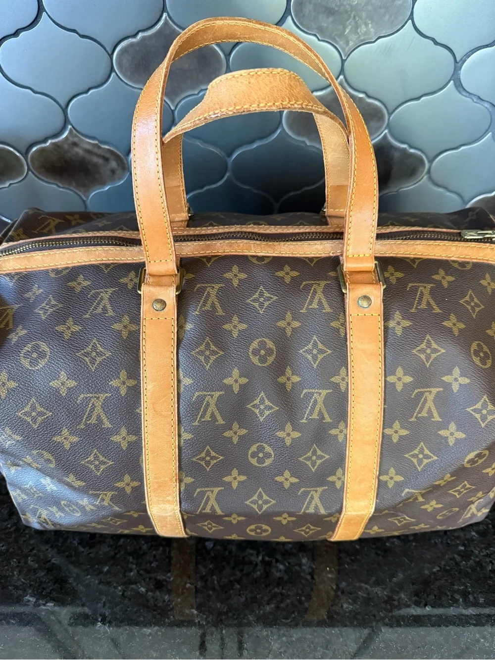 Louis Vuitton Monogram Canvas Duffel with Tan Leather Trim